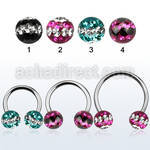 cbmfd8l barbell circular diametro acero 316l bolas 8mm multi cristal ferido triple linea usar como arete mayorista