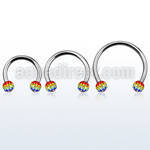 cbmfg5l barbell circular diametro acero 316l bolas 5mm multi cristal ferido bandera gay usar como arete distribuidor mayorista