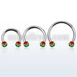 cbmfr5l barbell circular diametro acero 316l bolas 5mm rayas color rasta rosca usar como arete al por mayor