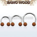 cbmsw8l barbell circular diametro acero 316l bolas 8mm madera sawo usar como arete mayorista