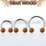 cbmte8l barbell circular diametro acero 316l bolas 8mm madera teca usar como arete al por mayor