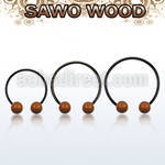 cbmtsw8l barbell circular diametro acero 316l anodizado bolas 8mm madera sawo usar como arete al por mayor