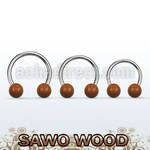 cbsw5 barbell circular organico barra acero 316l bolas madera sawo 5mm mayorista