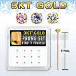 d9gys2 caja 12 piercing nariz doblar tu mismo oro 9 kts 0 6mm zirconia redondas 1 5mm venta