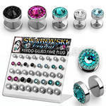 dacb123 display 40 plugs falsos acero cristal swarovski ferido centro cristal 8 10 12mm mayorista