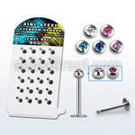 dacb156 display 24 labrets acero 316l bola joya bisel 2 5mm 6mm 8mm distribuidor mayorista
