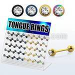 dacb17 display 40 barbells lengua acero quirurgico pvd bola joya 6mm bola acero 6mm 16mm venta