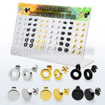 dacb205 display 36 pares piercings oreja dilataciones tunel falsas plugs falsos brillo espejo anodizado negro dorado distribuidor mayorista