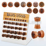 dacb218 display acrilico 24 plugs falsos madera sawo variados barra acero quirurgico logos rayados laser 8mm 10mm mayorista