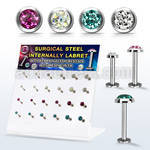 dacb225 display 24 labret acero 316l rosca interna 3 5mm multi cristal ferido 516 8mm al por mayor