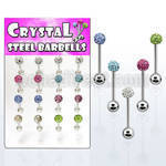 dacb38 display 16 barbell lengua acero quirurgico bola 6mm multi cristal ferido bola acero liso 6mm 16mm distribuidor