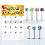 dacb39 display 16 labret acero quirurgico bola multi cristal ferido 4mm distribuidor mayorista
