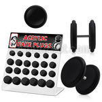 dacb56 display 24 plugs falsos acrilico negro anillos goma distribuidor