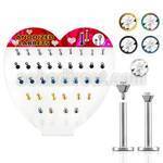 dacb65 display acrilico corazon 36 labrets acero quirurgico rosca interna cristal plano 2 5mm 8mm mayorista