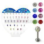 dacb66 display acrilico corazon 36 labrets acero quirurgico bola multi cristal ferido 3mm 8mm venta