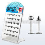 dacb73 pequeno display 24 labrets acero quirurgico bolas conos 3mm variada 6mm 8mm al por mayor