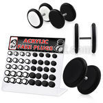 dacip2 display 40 plugs falsos acrilicos negros blancos anillos goma venta