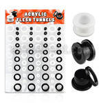 dapg13 display 72 dilataciones tunel tornillo acrilicas negras blancas 4mm 18mm venta