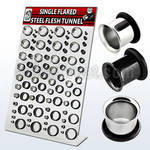 dapg54 display acrilico 88 dilataciones tunel flare unico acero quirurgico pvd negro brillo espejo 3mm 20mm mayorista
