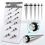 dapg81 display 12 expansores acero quirurgico espejo pulido anillos goma dobles 3mm 10mm distribuidor mayorista