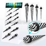 dapg93 display 12 expansores acrilicos espiral colores blanco negro anillo goma 3mm 10mm venta