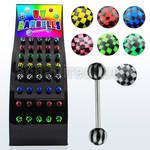dbbdx5 display 40 barbells lengua acero quirurgico bolas acrilicas cuadros 6mm 16mm venta