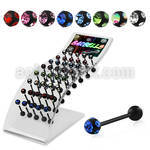 dbbtc3b display 40 barbells lengua acero quirurgico pvd bola multi joya 6mm bola acero 6mm 16mm mayorista