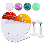 dbilo15 display acrilico corazon 27 labrets bio flexibles transparentes plateada presion opalo 1 5mm mayorista