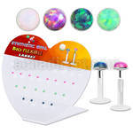 dbilo3 display acrilico corazon 27 labrets bio flexibles transparentes plateada presion opalo 3mm distribuidor mayorista
