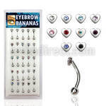 dbnem5 caja 25 bananas ceja acero quirurgico corazon cristal centro lado bola 3mm 8mm distribuidor