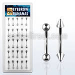 dbnem8 caja 25 bananas ceja acero quirurgico bolas conos 3mm 8mm 10mm distribuidor mayorista