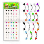 dbneuv caja 25 bananas ceja acero quirurgico bolas conos acrilico uv 3mm 8mm al por mayor
