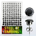 derzg2 display 60 pares piercings oreja acero inoxidable zirconia negras redondas 3mm 8mm distribuidor mayorista