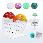 devo25 display acrilico corazon 13 pares piercings oreja plata 925 opalo redondo 2 5mm distribuidor mayorista