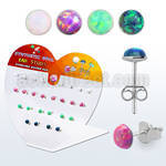 devo4 display acrilico corazon 13 pares piercings oreja plata 925 opalo redondo 4mm distribuidor