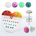 devo5 display acrilico corazon 13 pares piercings oreja plata 925 opalo redondo 5mm distribuidor mayorista