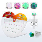 devpo2 display acrilico corazon 13 pares piercings oreja plata 925 opalo redondo 2mm engastado distribuidor mayorista