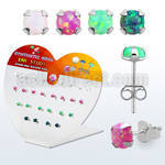 devpo4 display acrilico corazon 13 pares piercings oreja plata 925 opalo redondo 4mm engastado mayorista