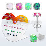 devpo5 display acrilico corazon 13 pares piercings oreja plata 925 opalo redondo 5mm engastado distribuidor mayorista