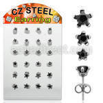dezstk display 12 pares piercings oreja acero inoxidable zirconia estrella negras 3mm 8mm distribuidor mayorista