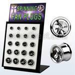 dfpfa display 20 dilataciones tunel doble flare acero quirurgico tornillo interno hoja ventilador 8mm 16mm. mayorista