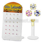 dgbizm display 24 labrets bio flexibles presion oro 14 kts zirconita 2mm distribuidor