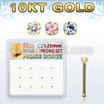 dginb23 box w 10kt gold nose bones w 1.25mm round cz 