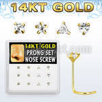 dgsc13 caja 12 piercing nariz l oro 14 kts 0 6mm zirconia claras 3mm formas cuadrada estrella tri corazon venta