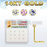 dgsc23 caja 12 piercing nariz l oro 14 kts 0 6mm zirconia redondas colores 1 25mm al por mayor