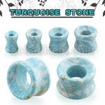 dgshh precious turquoise stone double flare flesh tunnel