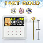 dgys27 caja 12 piercing nariz doblar tu mismo oro 14 kts 0 6mm zirconia redonda 2mm distribuidor mayorista