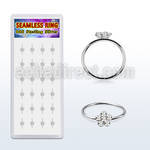 dhfc24 display box 24 aro nariz contInuo plata 925 0 6mm cristal flor medio 10mm mayorista