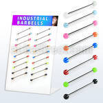 dind10 display 18 barbells industriales acero 316l bola pelota playa acrilico uv distribuidor mayorista