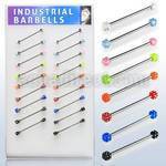 dind13 display 18 barbells industriales acero 316l dados acrilico uv 4mm 35mm 38mm distribuidor